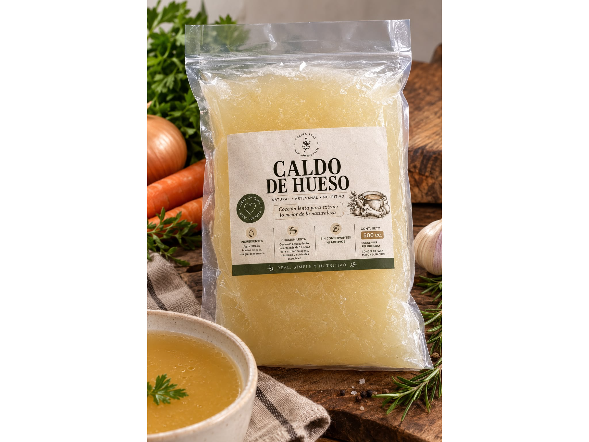 CALDO DE HUESOS DE POLLO DE PASTOREO