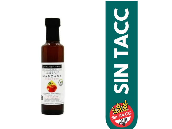 VINAGRE DE MANZANA ORGANICO PAMPA GOURMET SIN TACC x 250 ML