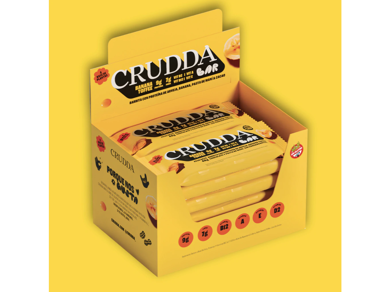 CRUDDA BAR BANANA TOFEE - 10 barritas
