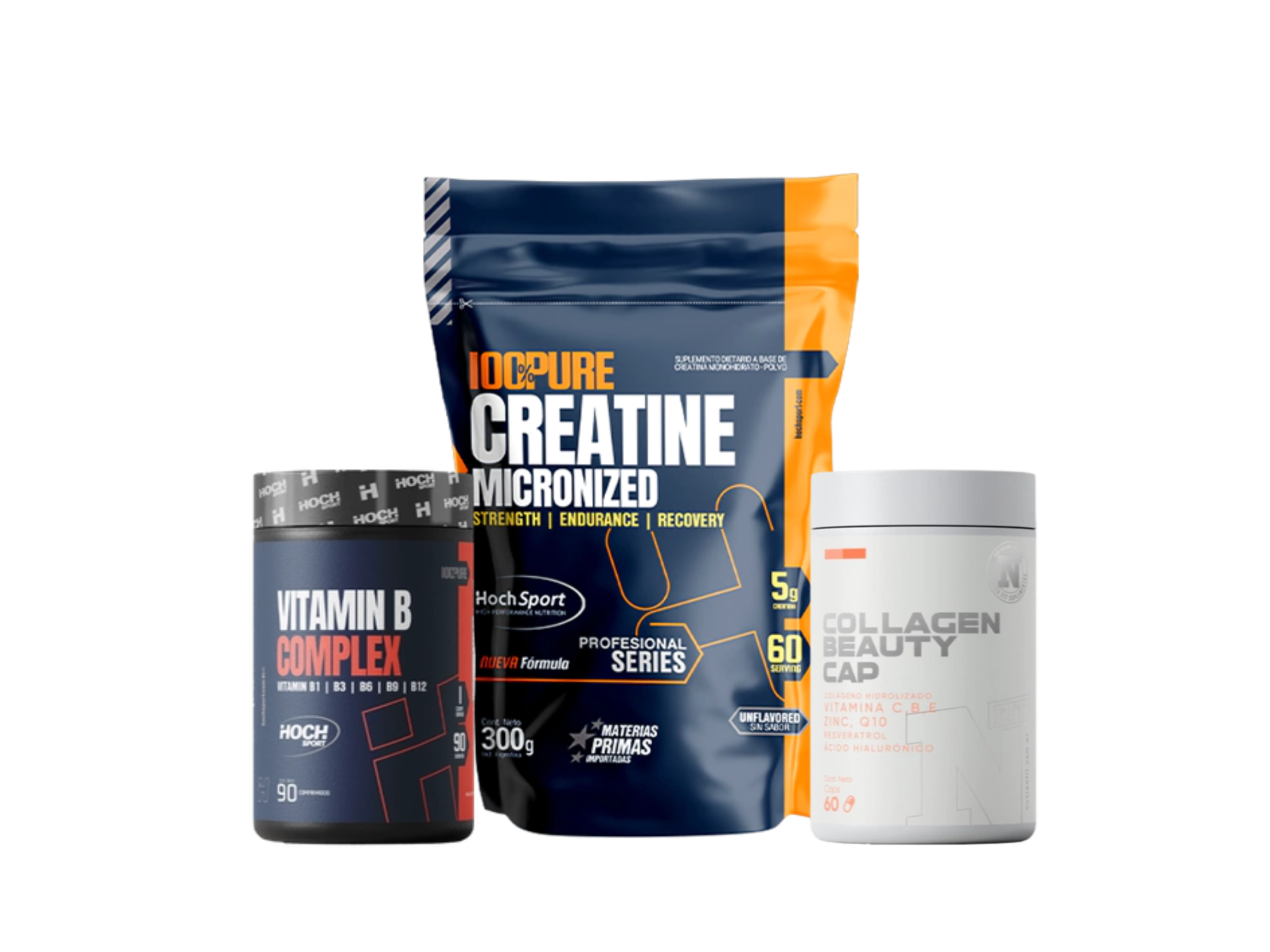 COMBO MUJER | Creatine Micronized - 300g | VITAMIN B COMPLEX - x90 comp | Collagen Beauty CAP x 60
