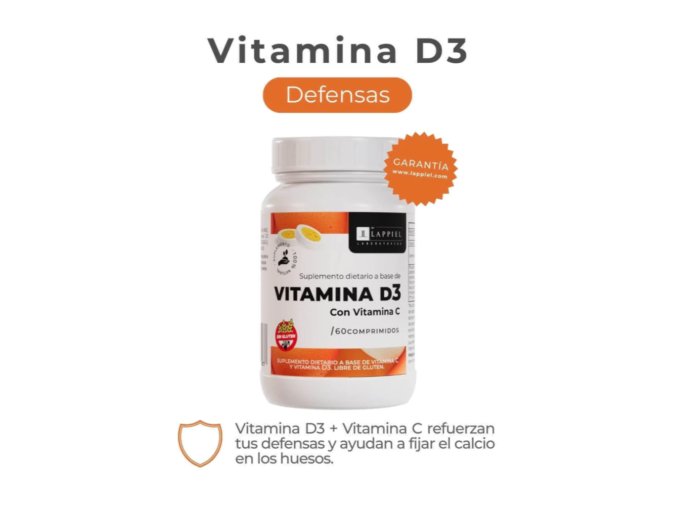 Vitamina D3 + C / Sistema Inmunologico Reforzado! / 60 Comrpimidos