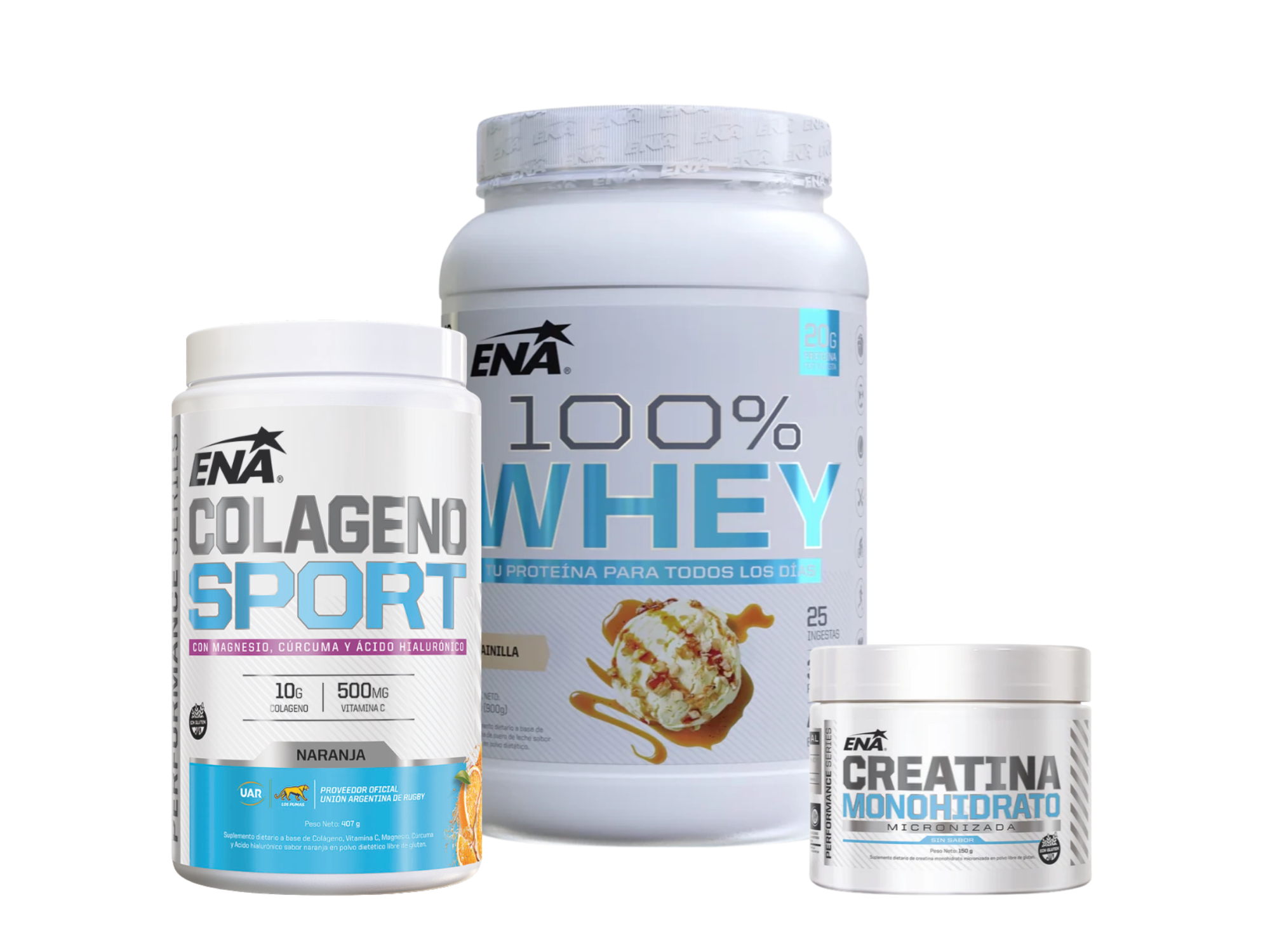 COMBO ENA WHEY 100% 2LB + CREATINA 150G + COLAGENO SPORT 407G