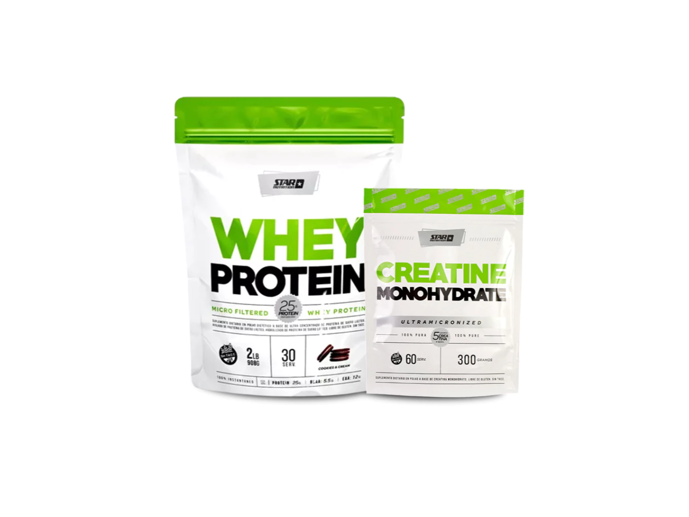 Whey Protein Star Nutrition DOYPACK - 2 LBS + CREATINA MONOHIDRATO STAR NUTRITION - 300 GR