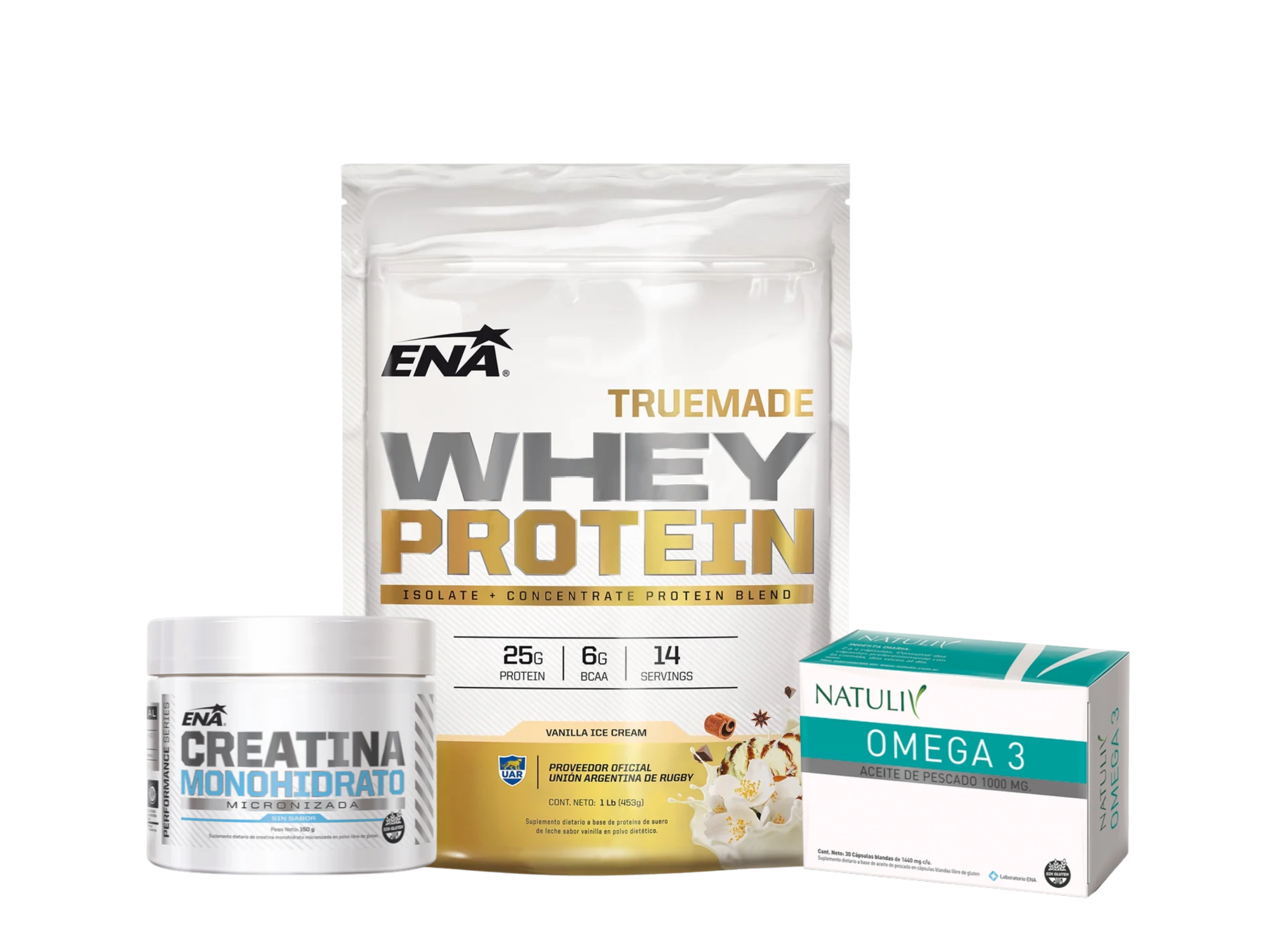 COMBO |  TrueMade Whey Protein 1lb + Creatina Monohidrato 150g + Omega 3  X30 CÁP - NATULIV