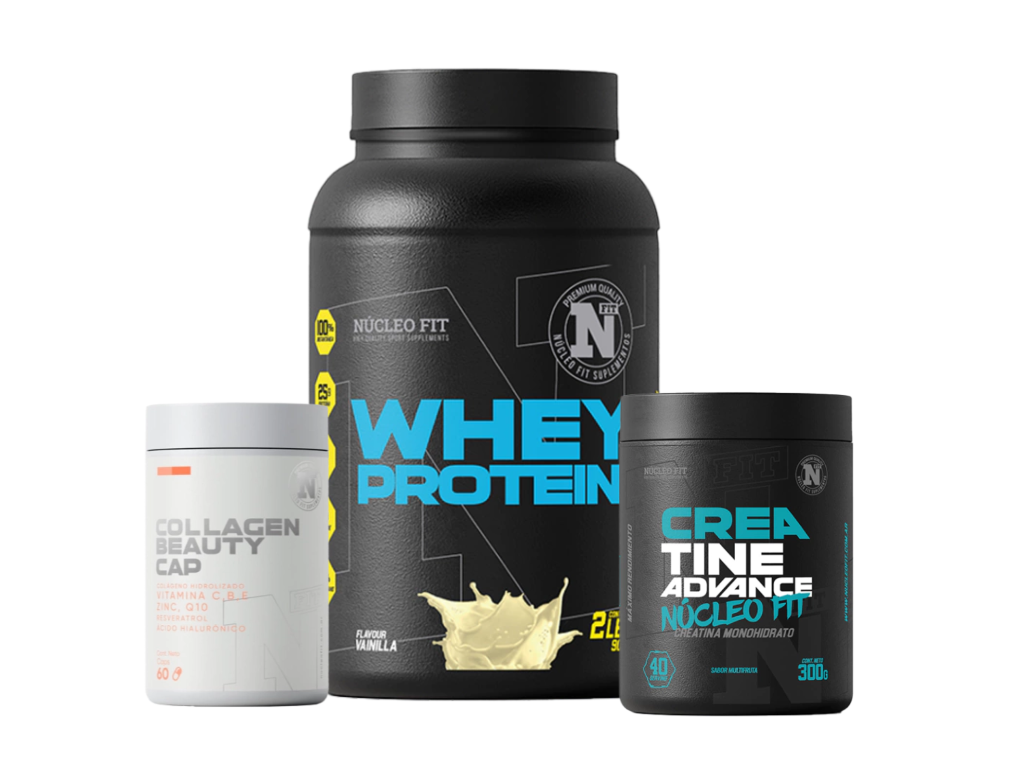 COMBO I WHEYPROTEIN NUCLEOFIT - 2Lbs + CREATINA ADVANCE - 300g + COLLAGEN BEAUTY CAP x 60  | NUCLEO FIT