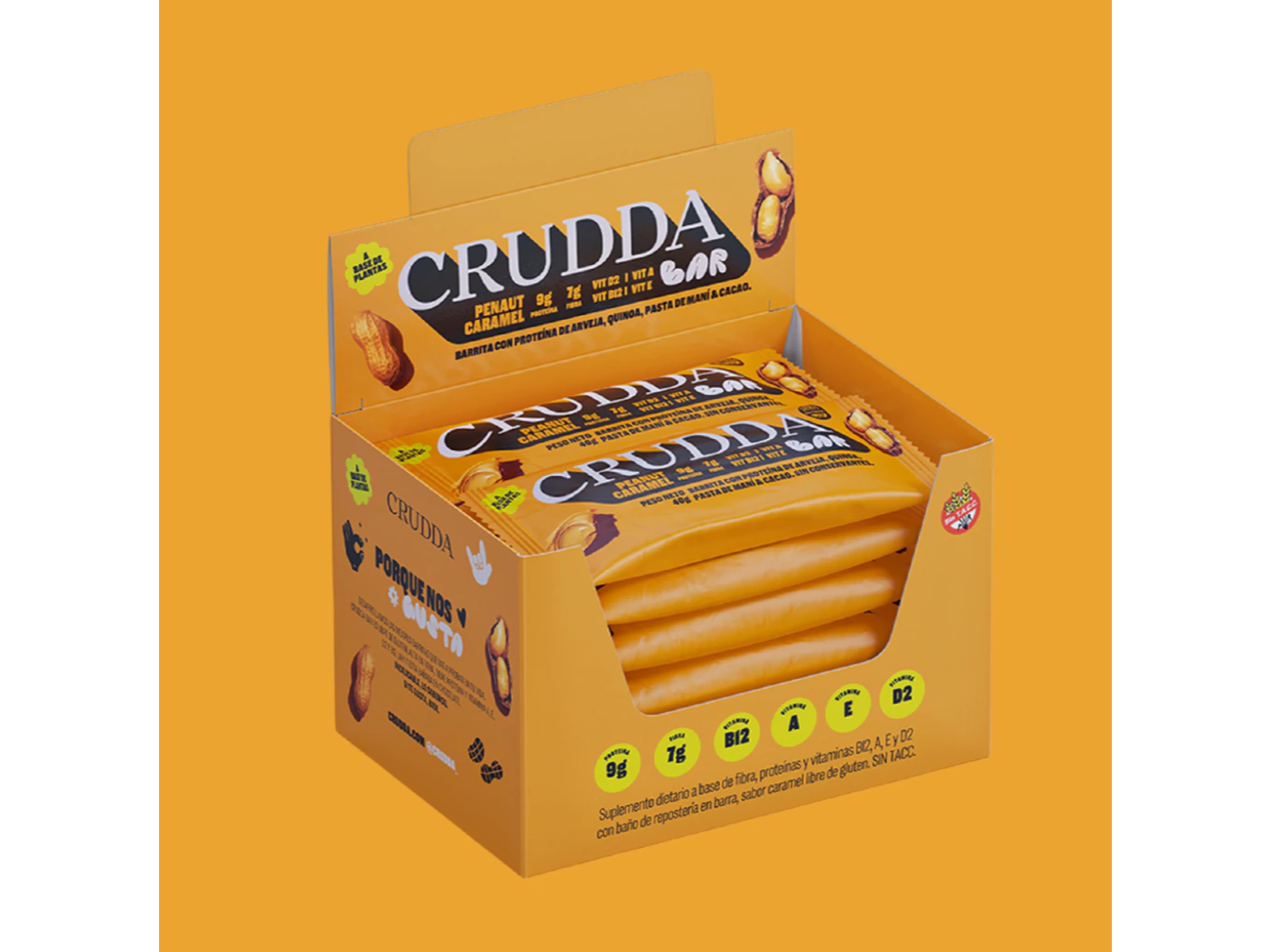 CRUDDA BAR PEANUT CARAMEL - 10 barritas