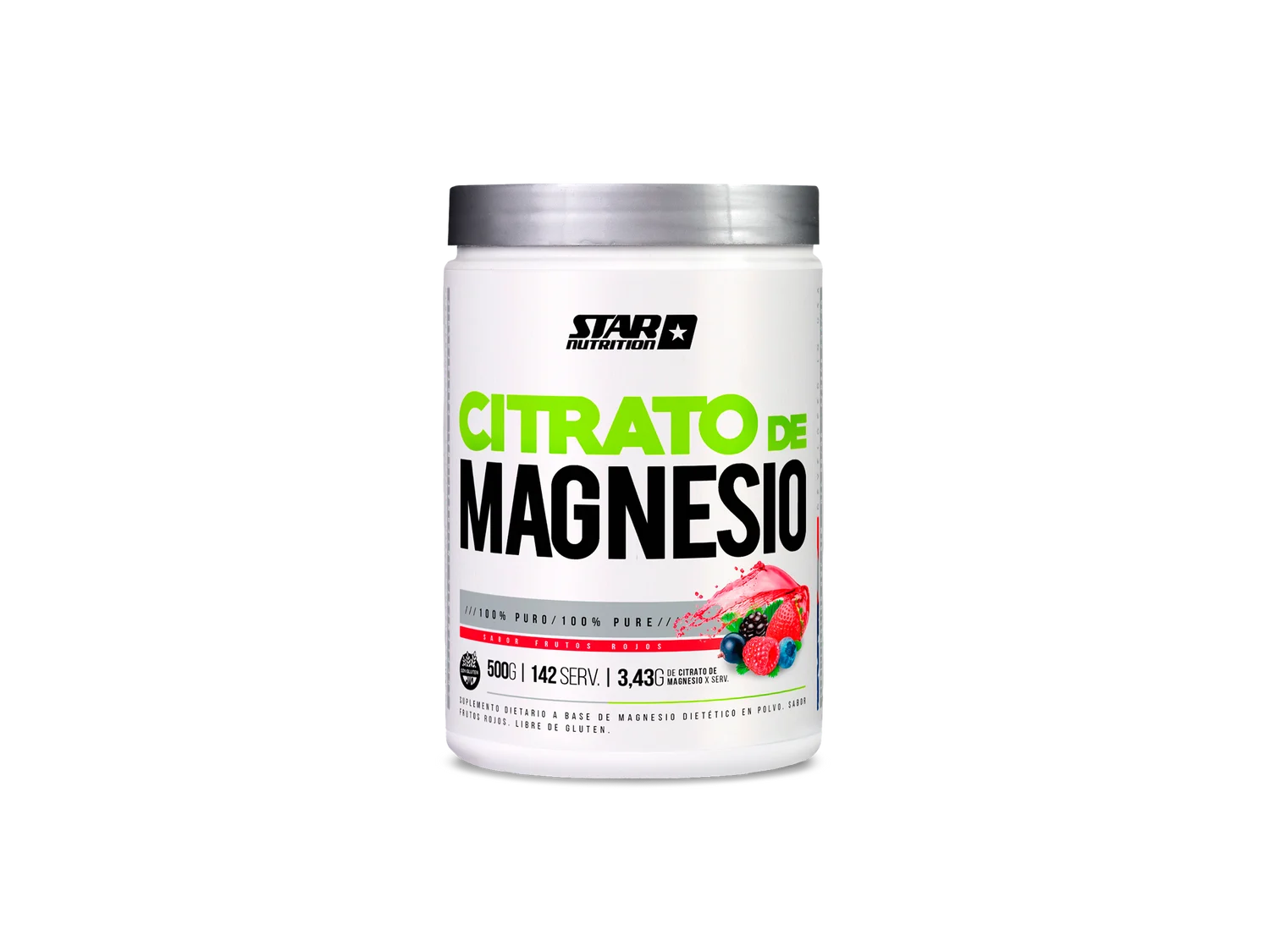 Citrato de Magnesio - Polvo 500 Gr FRUTOS ROJOS STAR