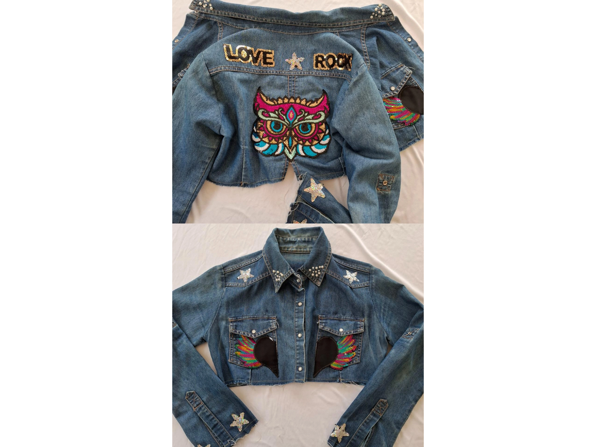 Camisa de jean patchwork