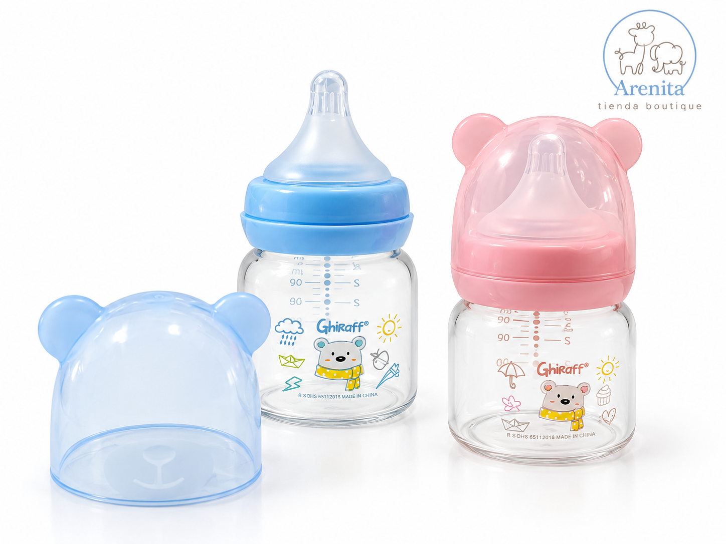 Mamaderas de vidrio ghiraff 90 ml