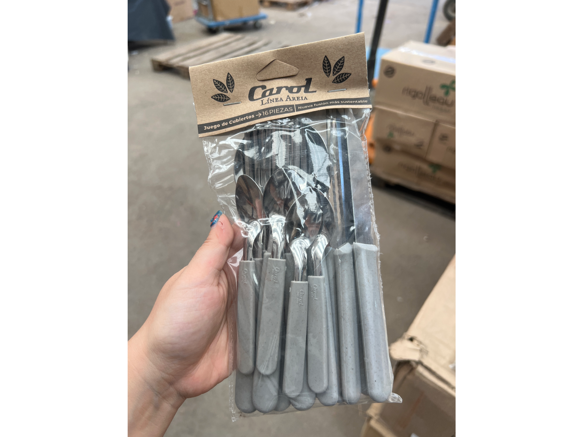 SET CUBIERTOS CAROL X16 (AREIA GRIS)