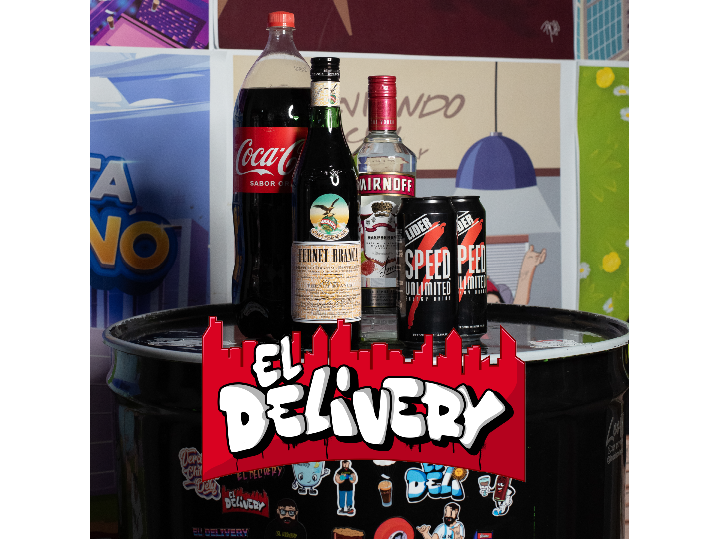 Fernet Branca 750cc + Coca cola 2.5lt + Smirnoff Saborizado + 2 Speed XL