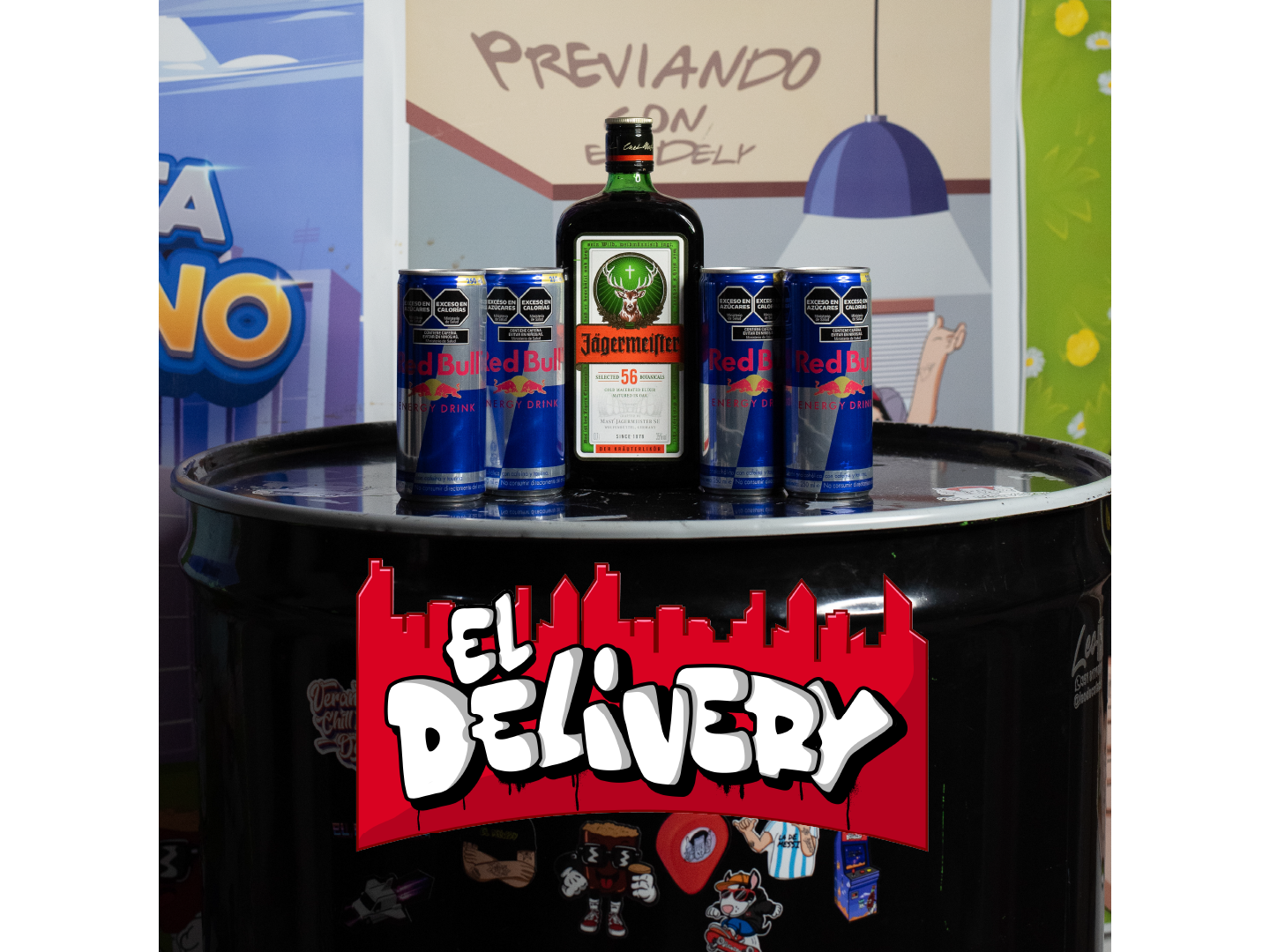 Jagermeister 700cc + 4 Red Bull 250cc