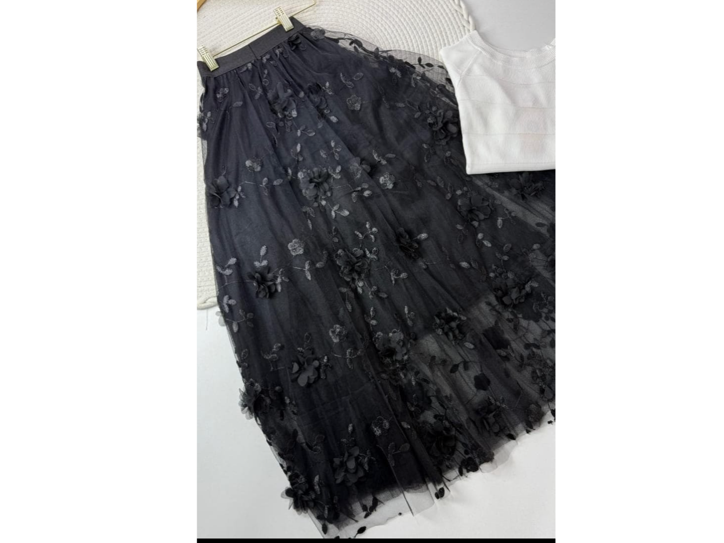 Pollera de tul flores 3D