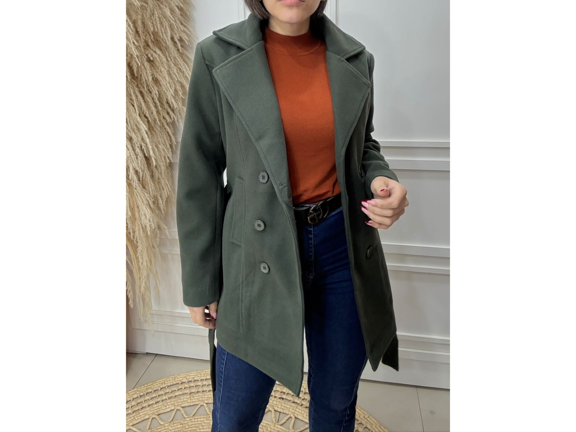 Tapado de paño forrado  color verde talla G