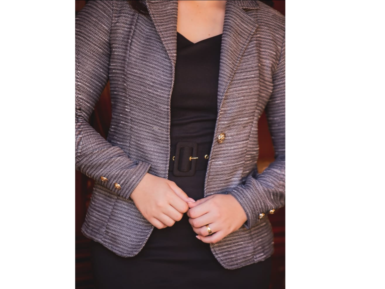 Blazer tela tweed color gris talla M