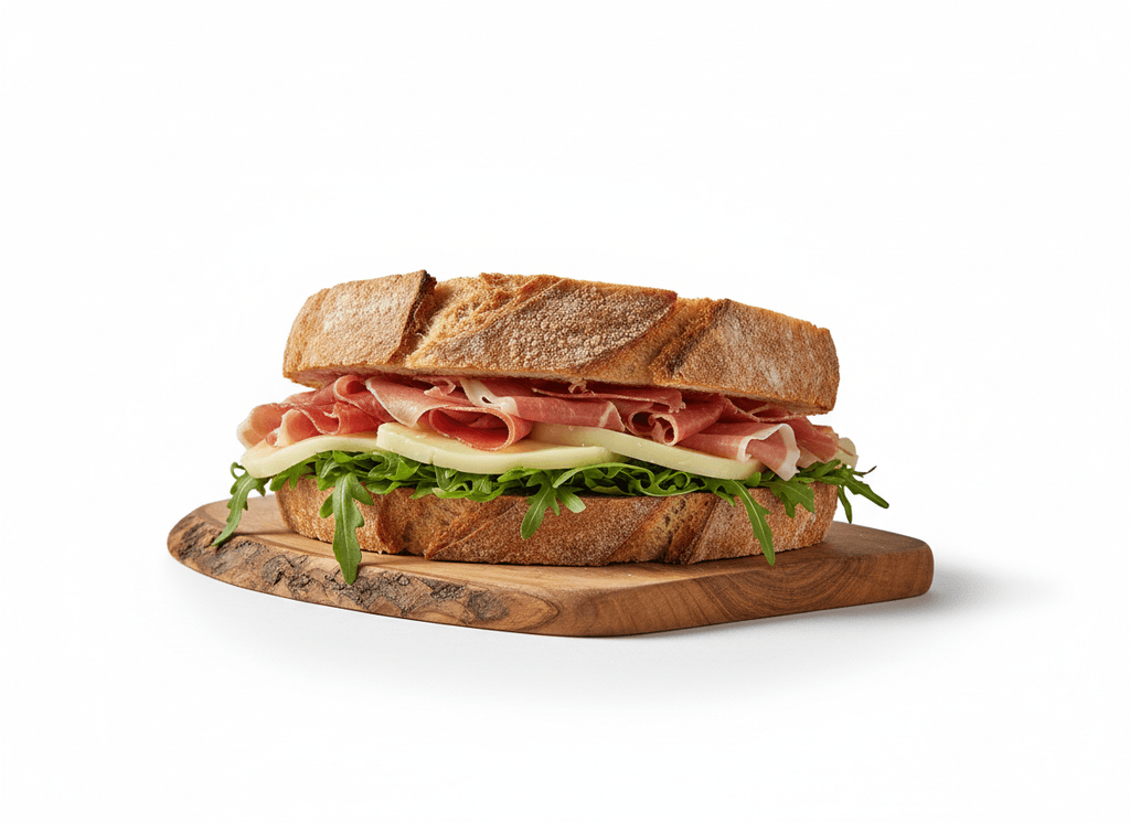 Sándwich de jamón crudo y rúcula