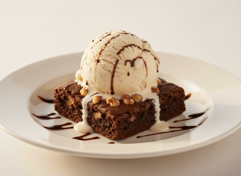 Brownie con helado