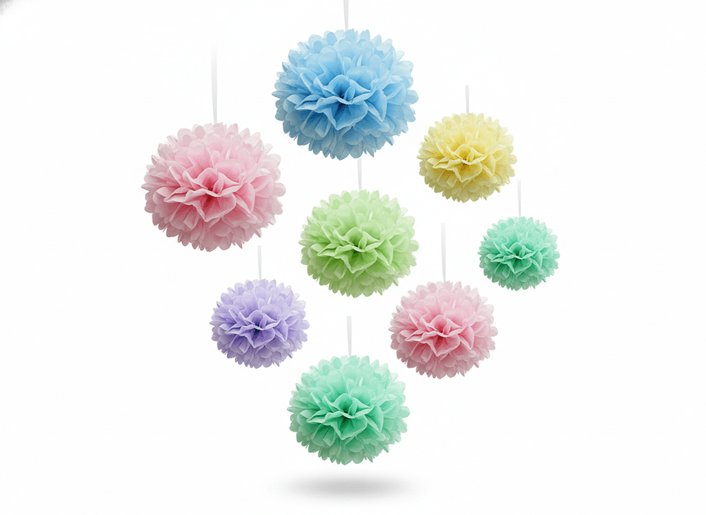 Pompones de papel tissue x6