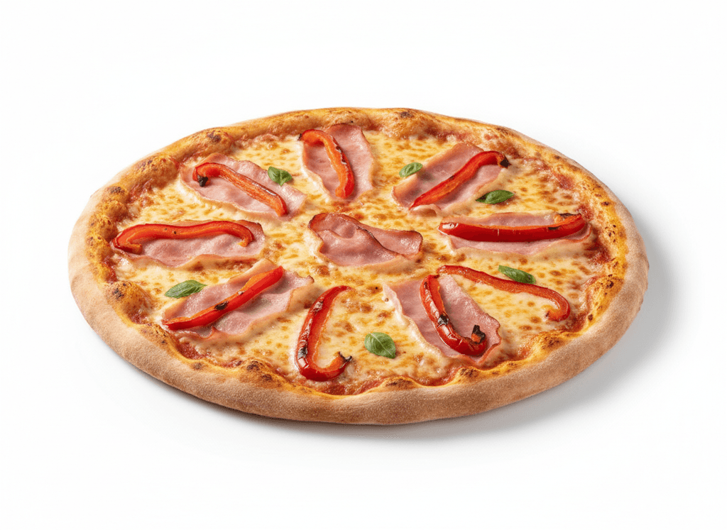 Pizza jamón y morrones