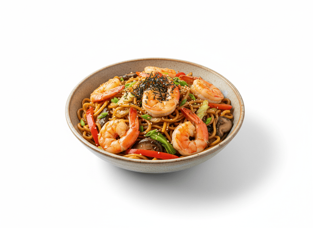 Yakisoba de langostinos