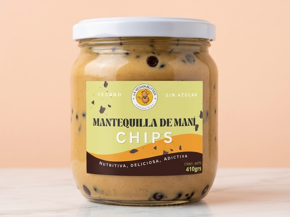 Mantequilla de maní choco chips 60% cacao (sin azúcar)