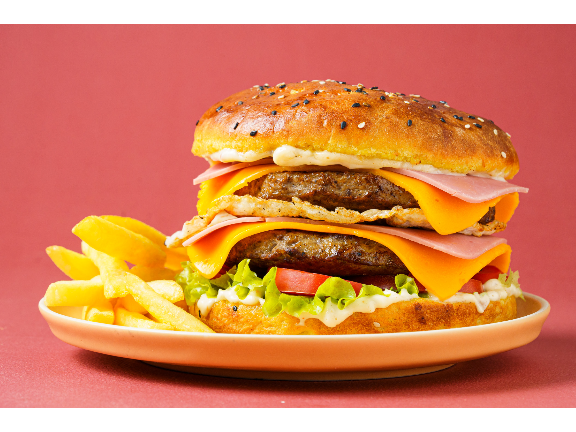 Hamburguesa Doble Completa + Papas Fritas