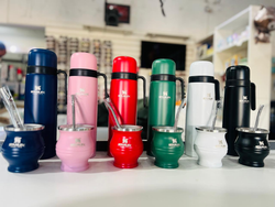 COMBO TERMO LITRO 1/2 MANIJA MATE Y BOMBILLA DE REGALO MATE REDONDO COD:848