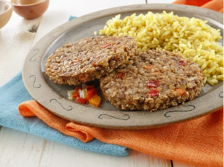 Medallones veggies de lentejas con arroz yamani