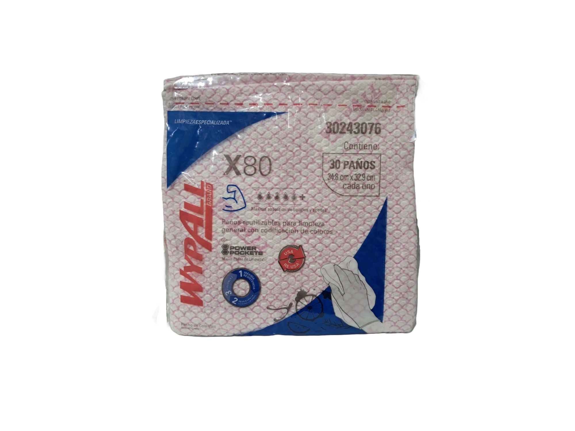 PAÑO WYPALL X-80 ROJO 30U