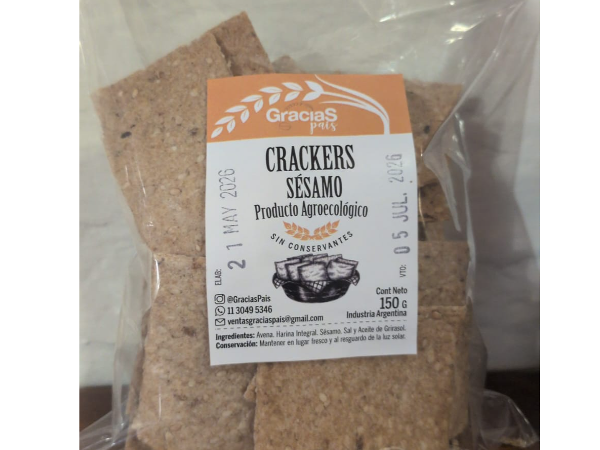 Crackers sesamo integral x 150 grs Gracias Pais de El Ranchito