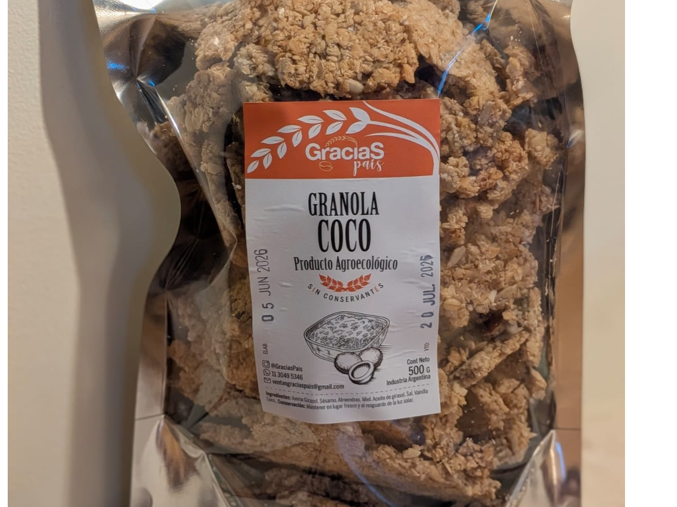 Granola de coco x 250 grs Gracias Pais