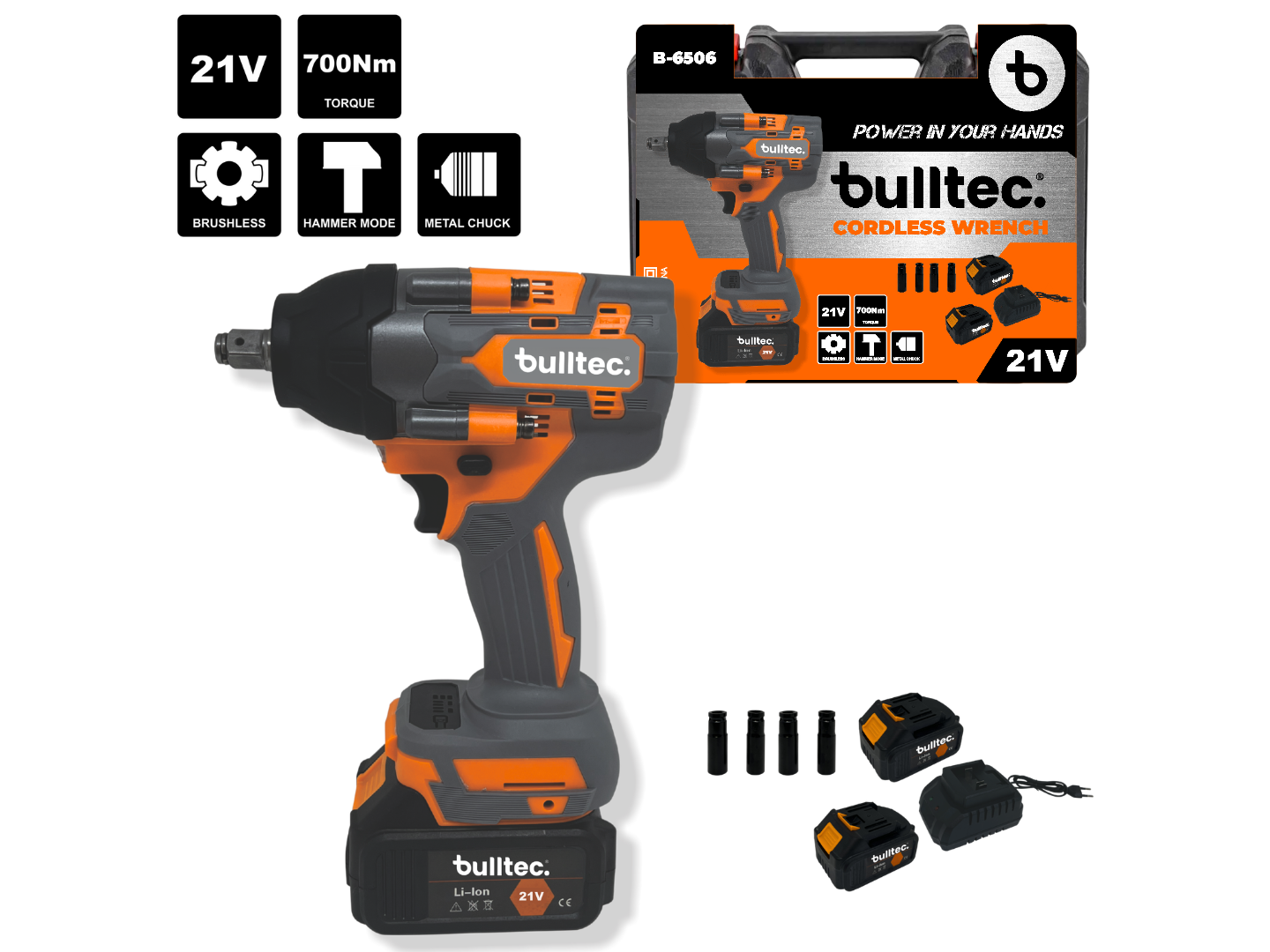 LLAVE DE IMPACTO INALAMBRICA *BULLTEC* BT6506