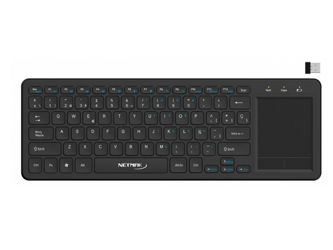TECLADO NETMAK NM-KB910 CON TOUCH PAD INAL 2.4Ghz BT 5.0 SMART TV/PC/TV BOX/TABLET/CELULARES