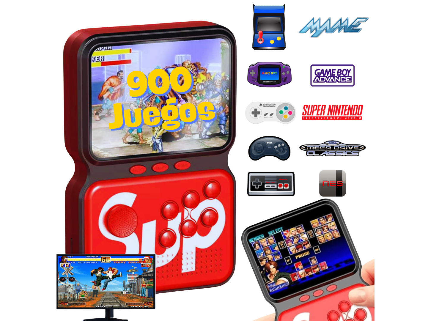 CONSOLA RETRO SUP GAME BOX M3 GBA NES SFC MAME SEGA MD