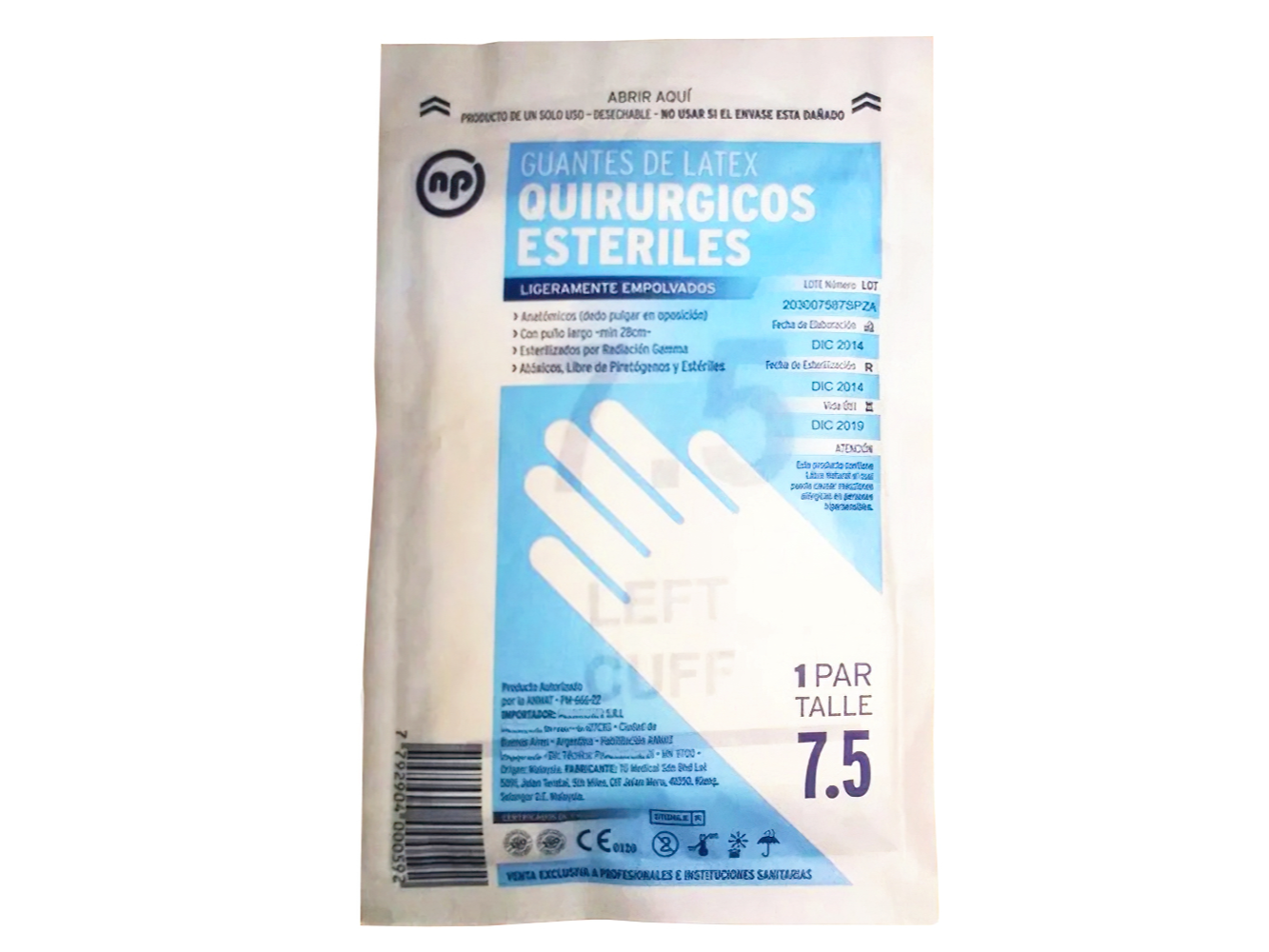 Guantes de Cirugia Esteriles - Par x 2u. NP