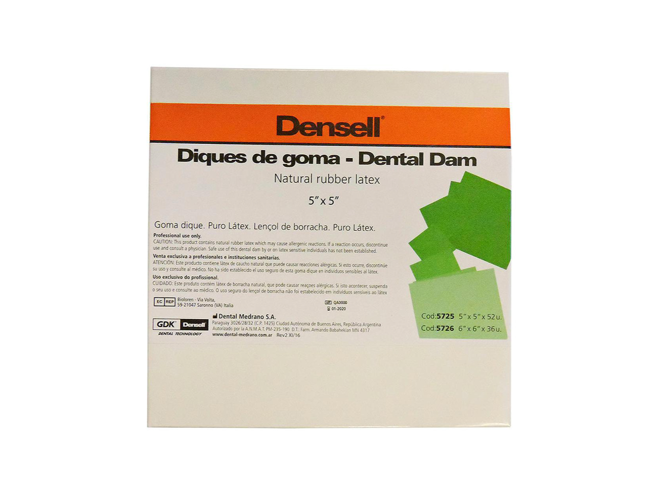 Goma Dique 5x5 - Caja x 36u. DENSELL