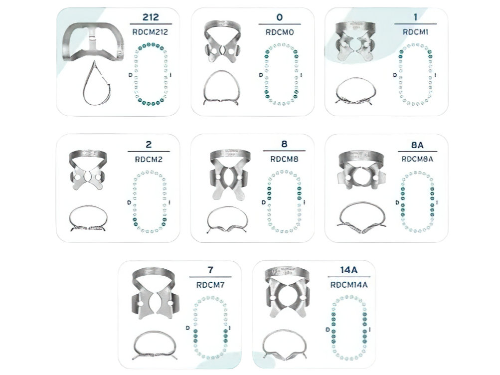 Clamps Set Kit x8 Rubber Dam. HU-FREDY