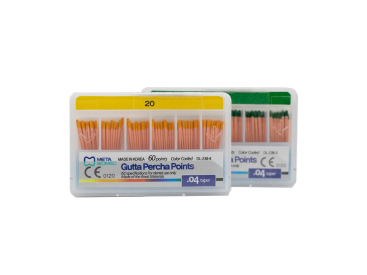 Conos de Guta Percha .04 CON TAPER - Caja x 60u. META BIOMED