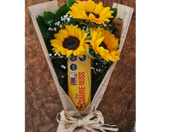 Trío de girasoles con chocolate