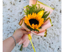 Girasol , rosa y Solidago