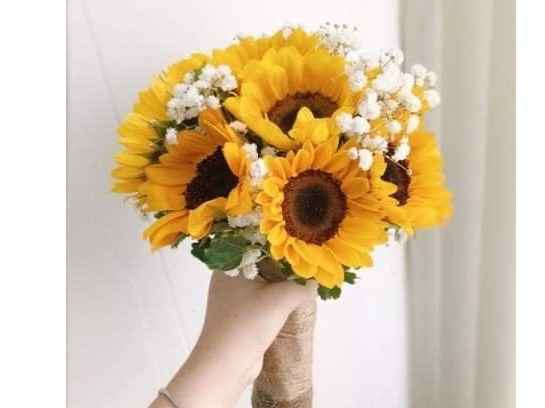 Ramo girasoles y arpillera