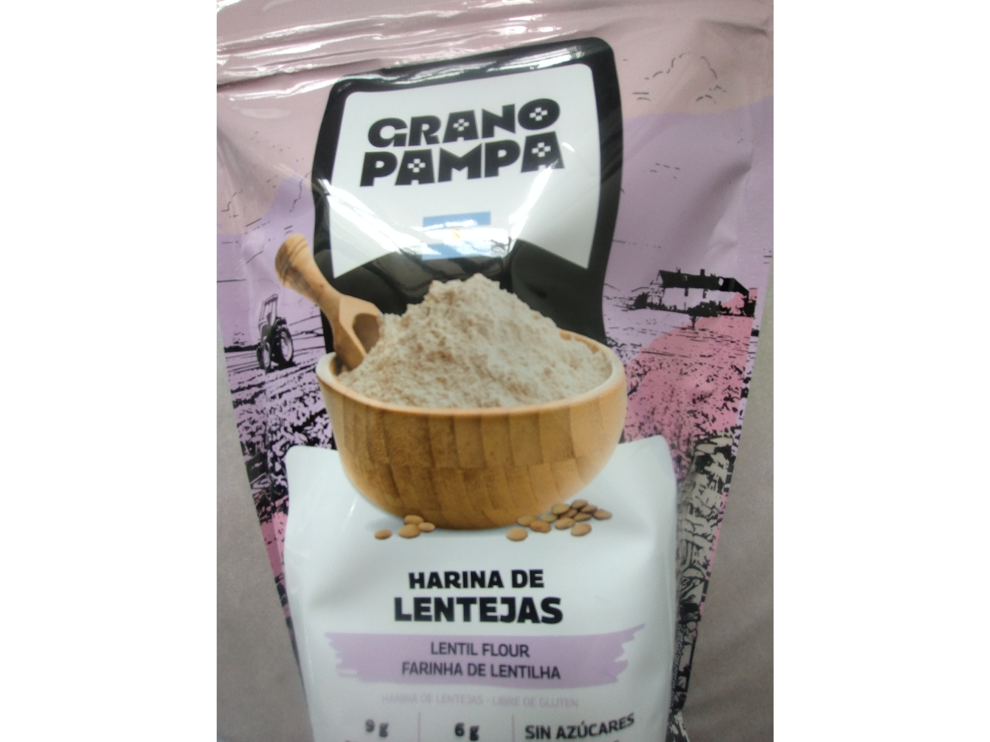 Grano pampa. Harina de lentejas