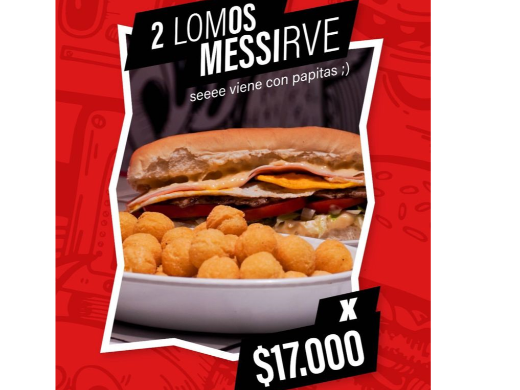 2 messirve GRANDE + PAPAS (NO DELIVERY)