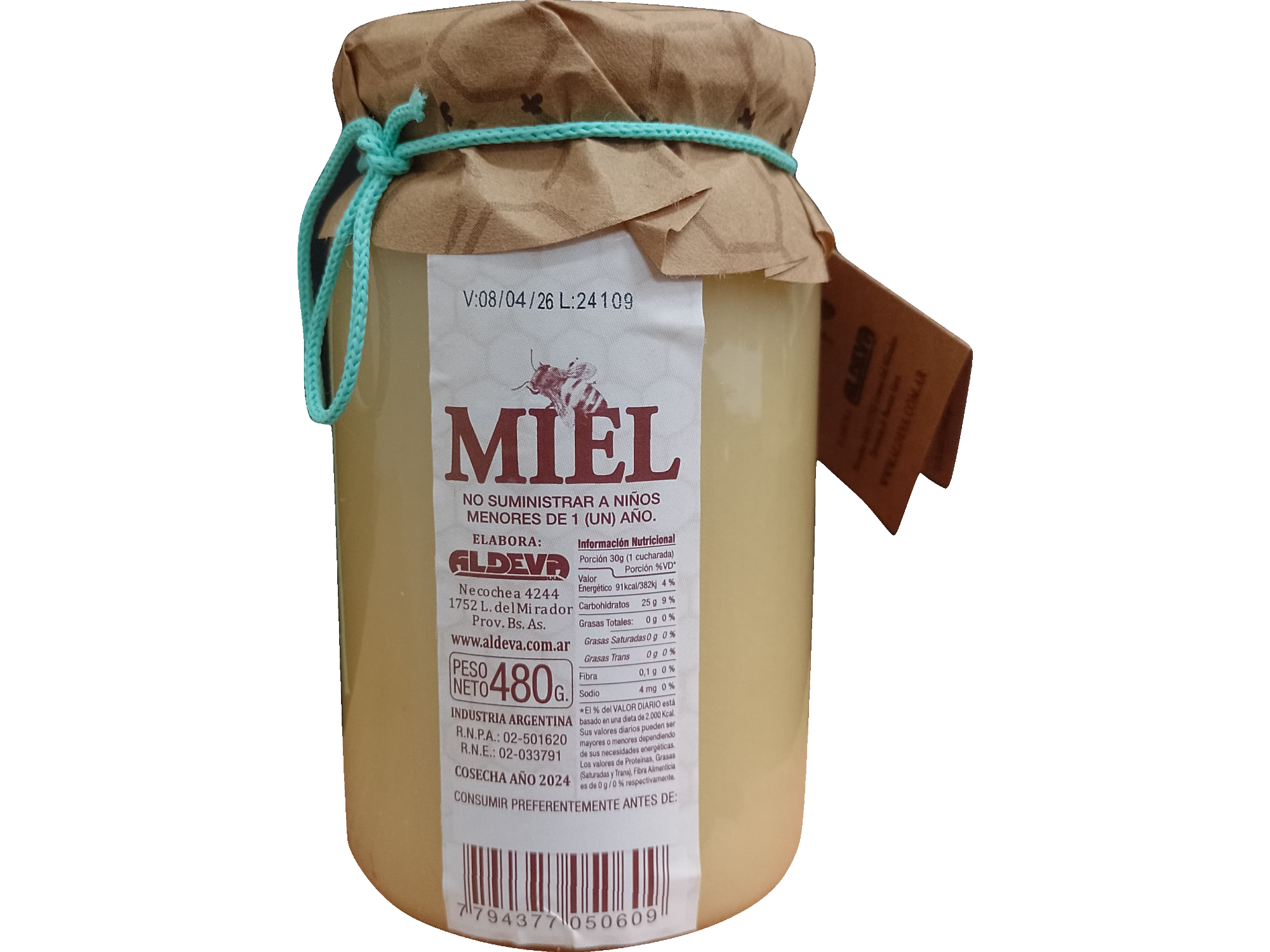 Miel solida Vidrio c/ capelina Aldeva 10x480g