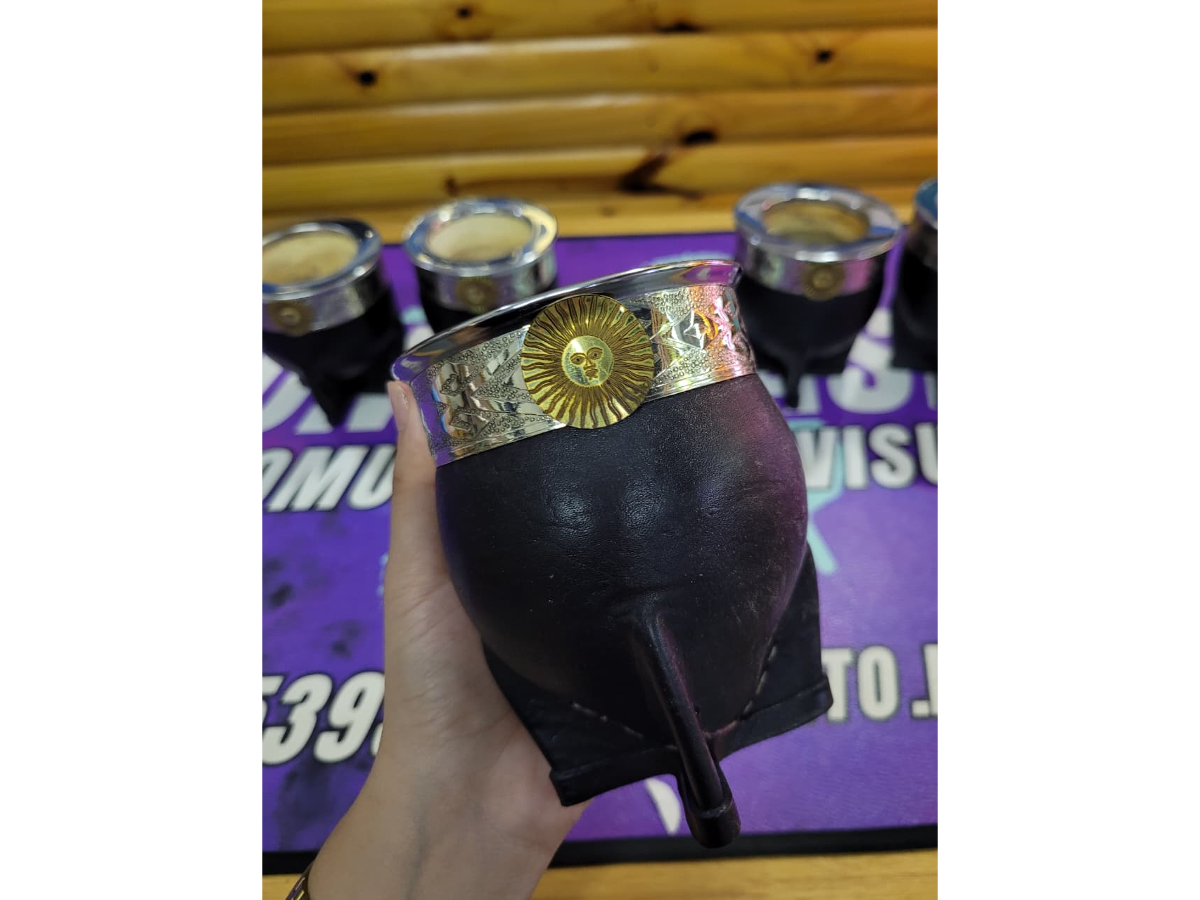 Mate de calabaza con dije de sol de mayo