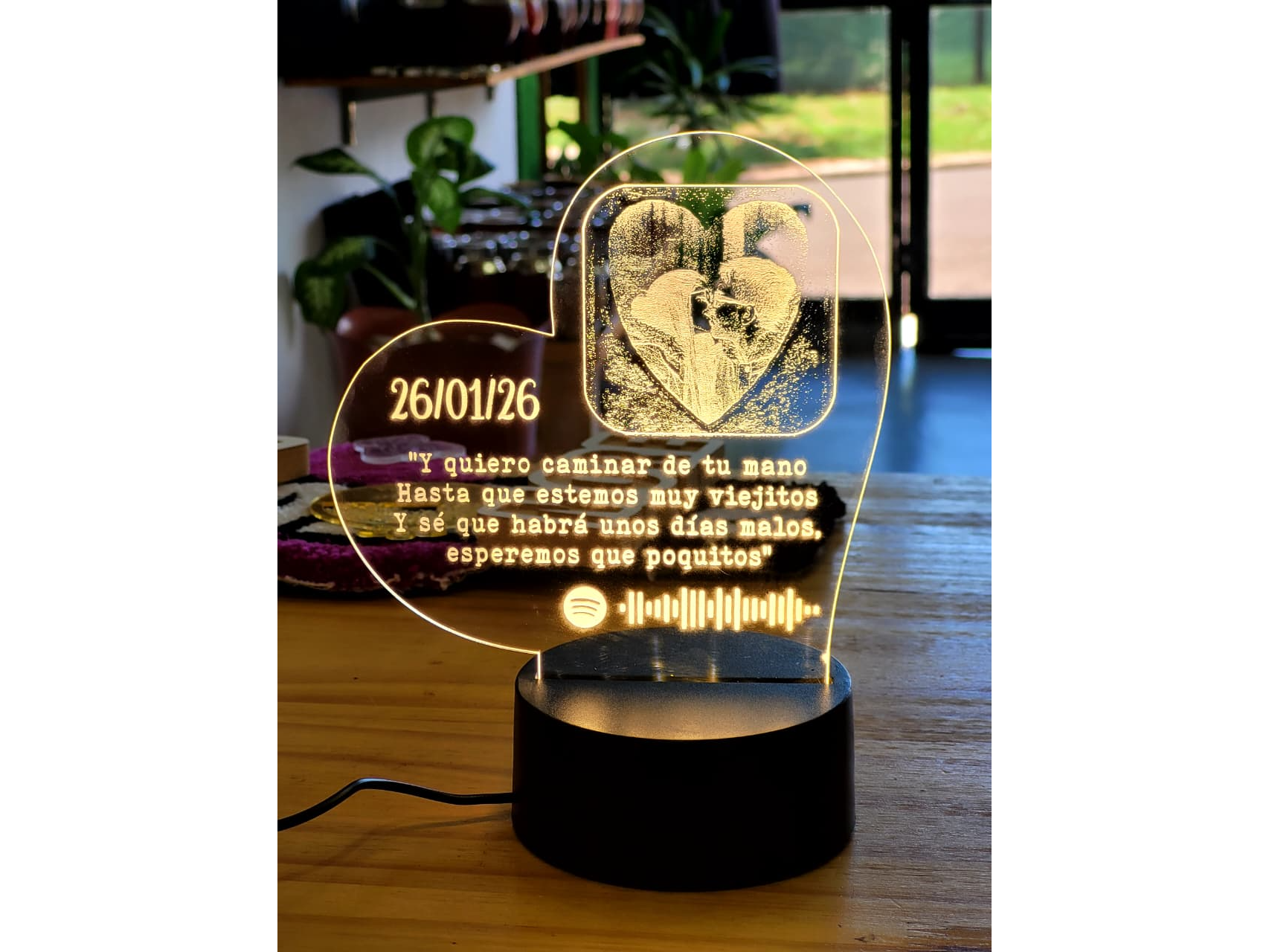 Lampara Base Redonda Luz Calida