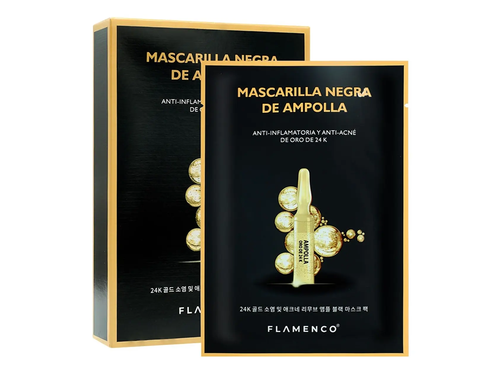 Mascarilla Negra de Ampolla Oro de 24k