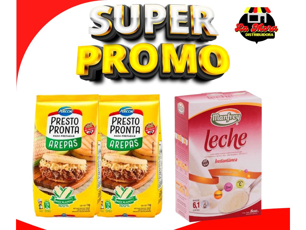 2kg Harina Presto Pronta + 1 Leche Manfrey