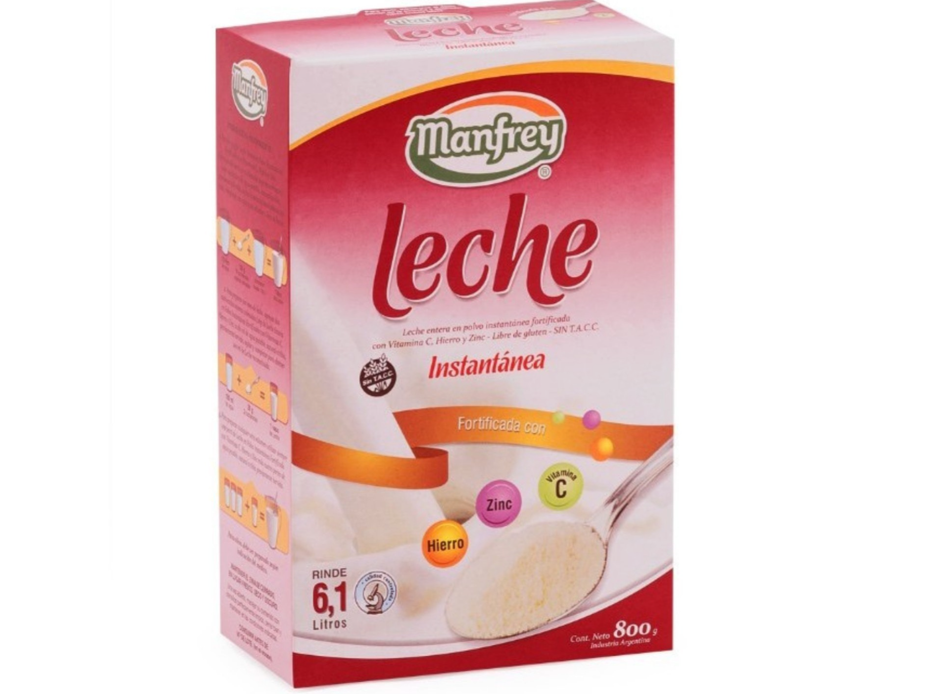 Leche en Polvo Manfrey 800gr 12 unidades