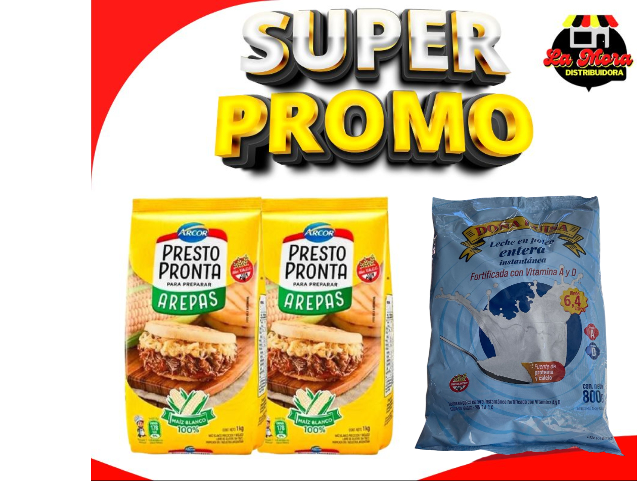 2kg Harina Presto Pronta + 1 Leche Doña Luisa 800gr